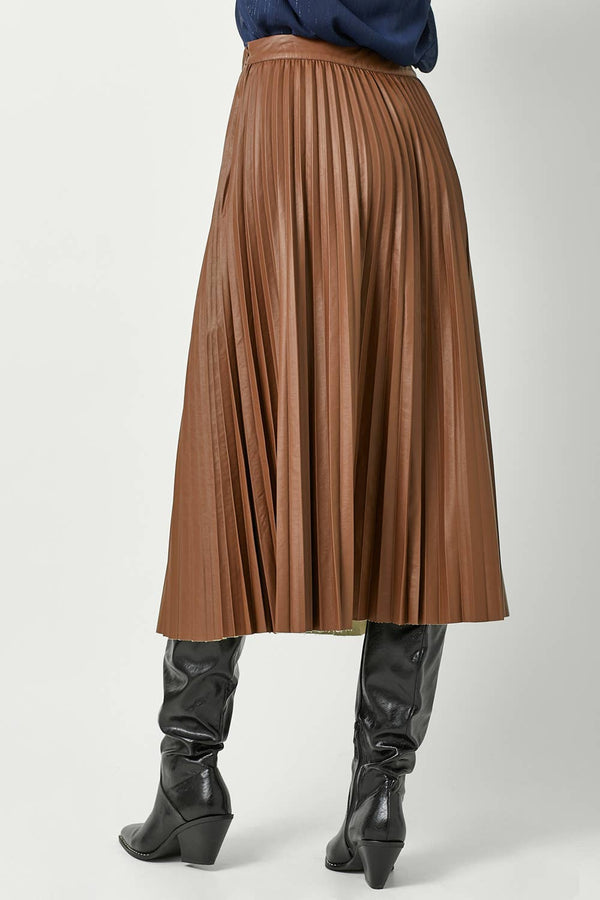 60289 Leather Pleating Skirt-Blue Hand Home