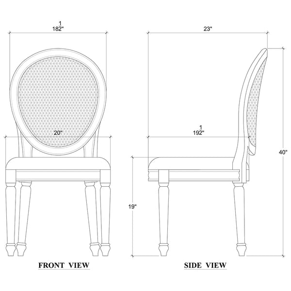 Tulip Rattan Back Dining Chair w/o Fluted Leg-Blue Hand Home