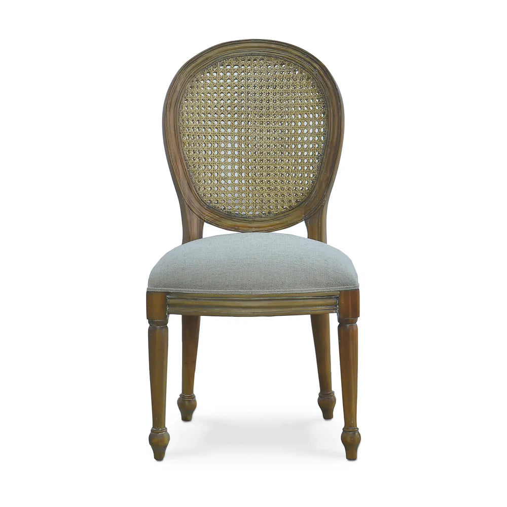 Tulip Rattan Back Dining Chair w/o Fluted Leg-Blue Hand Home