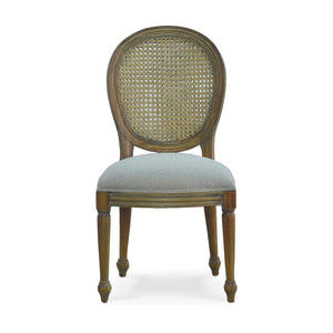 Tulip Rattan Back Dining Chair w/o Fluted Leg-Blue Hand Home
