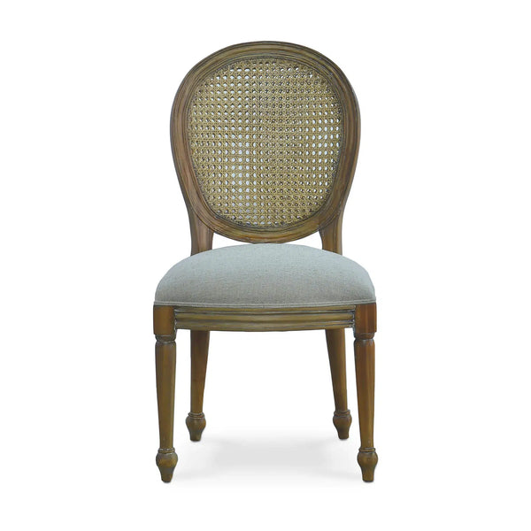 Tulip Rattan Back Dining Chair w/o Fluted Leg-Blue Hand Home