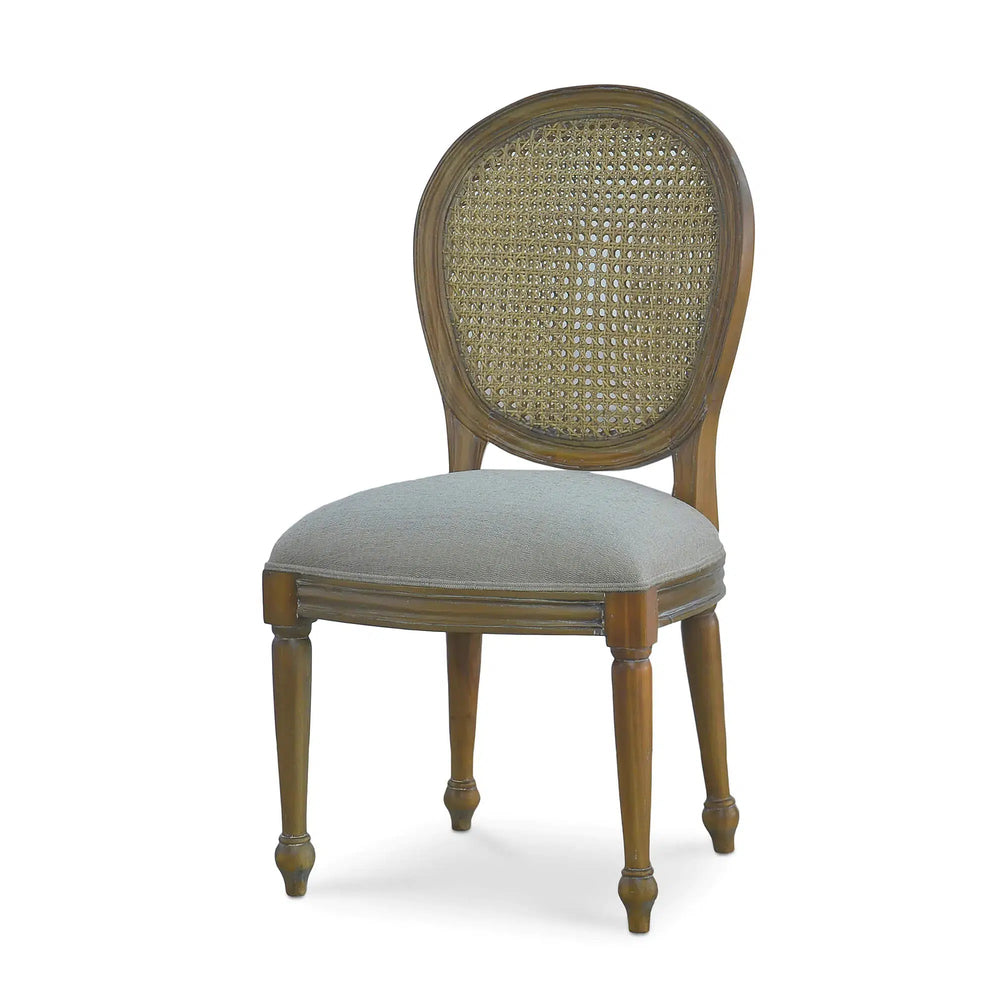 Tulip Rattan Back Dining Chair w/o Fluted Leg-Blue Hand Home