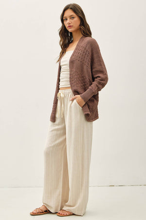 LIGHTWEIGHT CROCHET KNIT OPEN CARDIGAN-Blue Hand Home