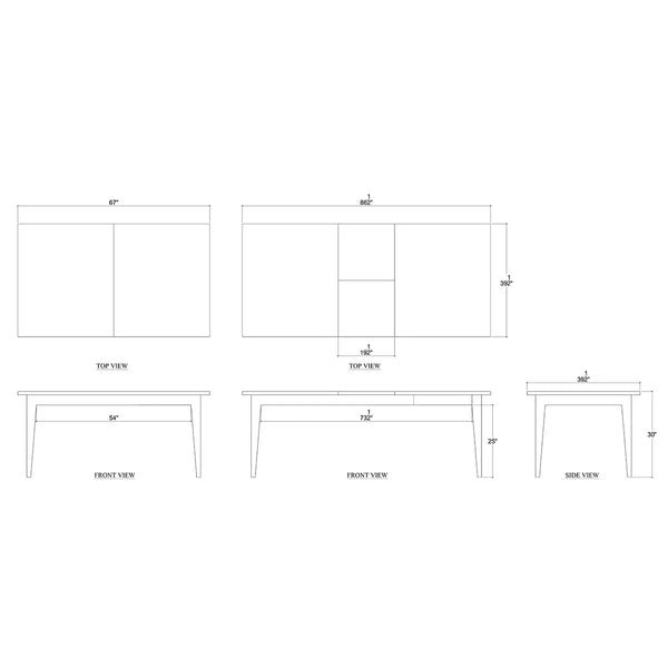 Summerville Extension Dining Table 67'' extends to 87''-Blue Hand Home