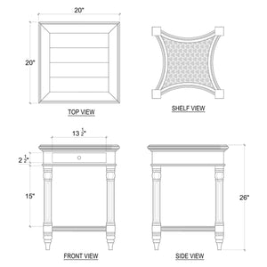 Montego Square End Table w/ Drawer-Blue Hand Home