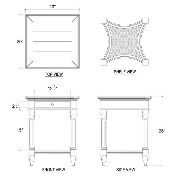 Montego Square End Table w/ Drawer-Blue Hand Home