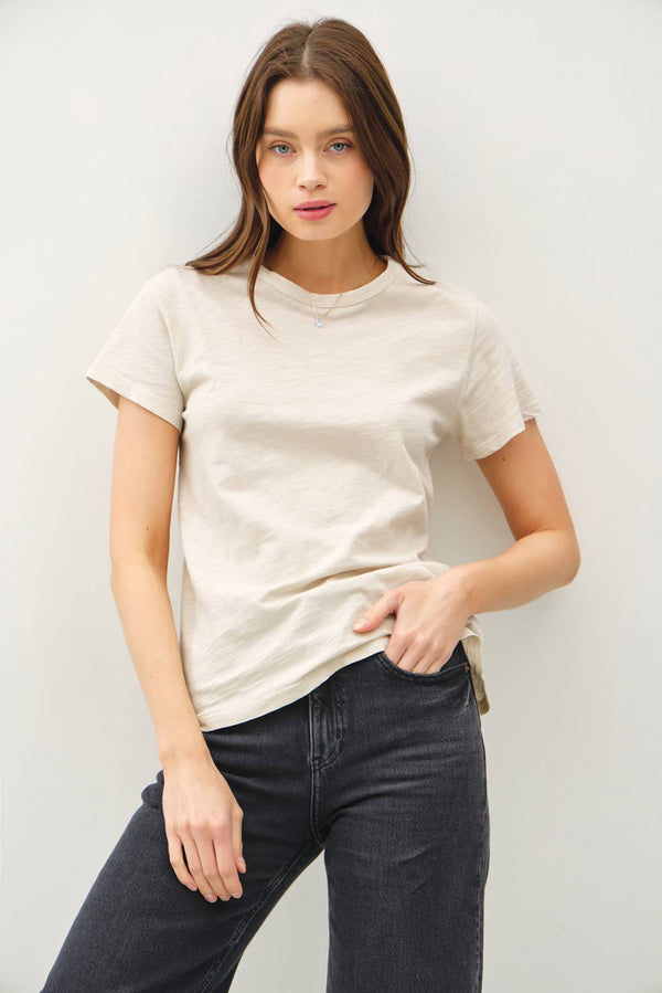 New Shade-Garment Dyed Cotton Slub Tee