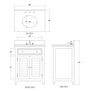 Shutter Vanity w/ Sink & Marble Top-Blue Hand Home