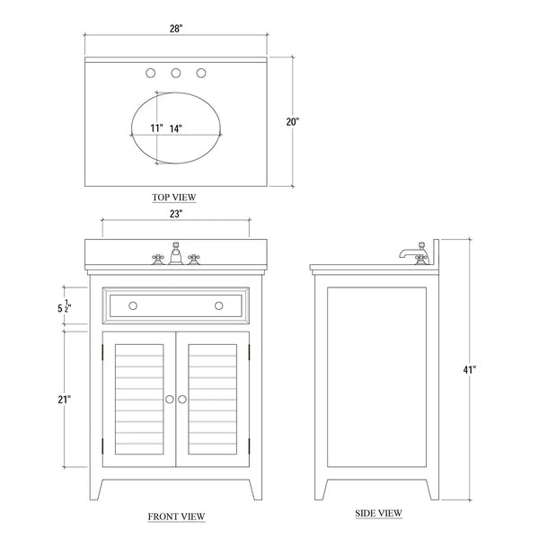 Shutter Vanity w/ Sink & Marble Top-Blue Hand Home
