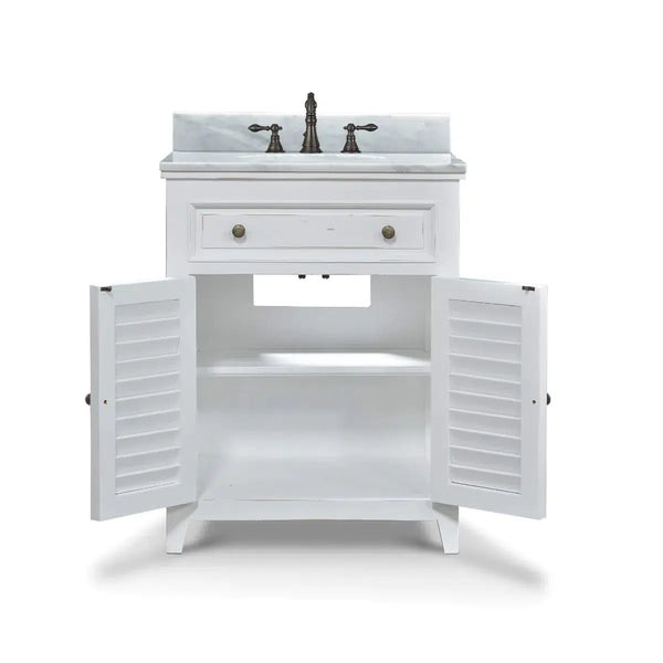 Shutter Vanity w/ Sink & Marble Top-Blue Hand Home