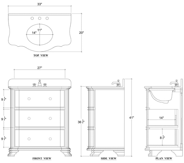 Davis Vanity w/ Sink & Marble Top-Blue Hand Home