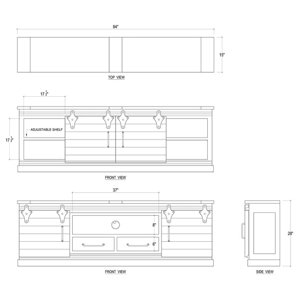 Sonoma Narrow Media Console 84''-Blue Hand Home