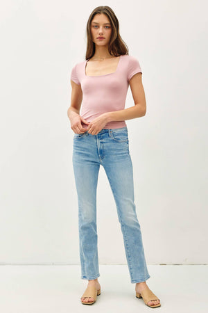 Square Neck Knit Tee-Blue Hand Home