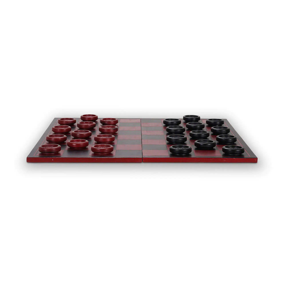 Oldtimers Checker Set w/ Board-Blue Hand Home