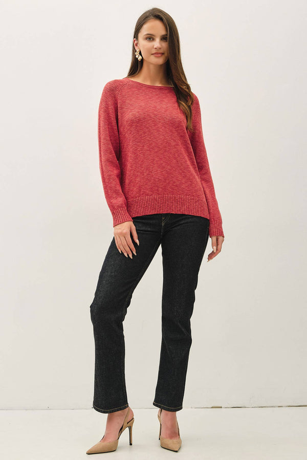 [NEW SHADE]RAGLAN SLEEVE SLUB PULLOVER SWEATER-Blue Hand Home