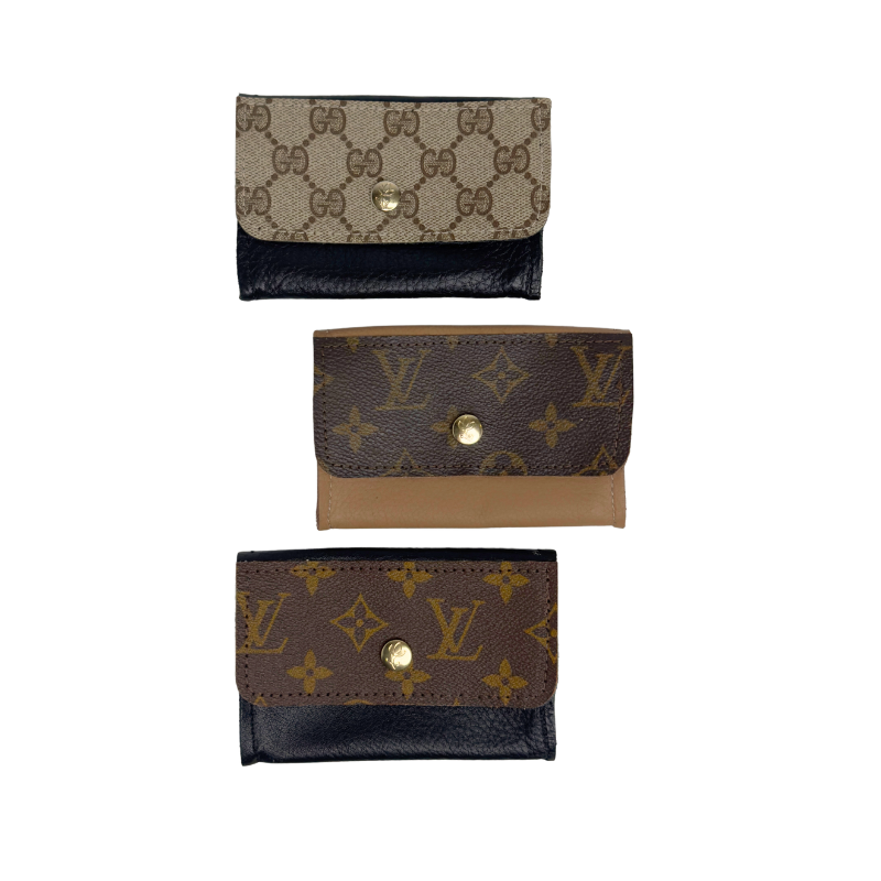 Tessa Wallet In Leather | Upcycled Gucci & LV-Blue Hand Home