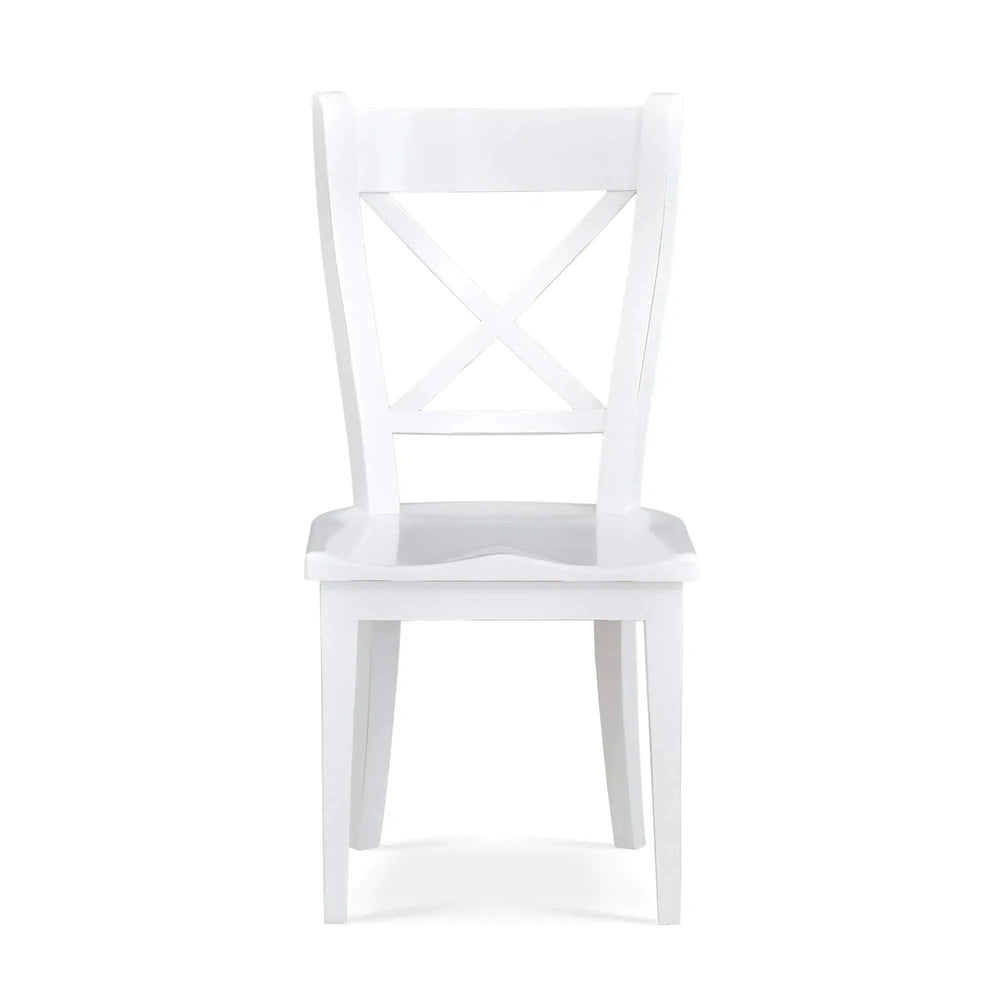 Summerset Chair w/ Wood Seat in Architectural White-Blue Hand Home