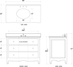 Provence Single Vanity w/ Sink & Marble top-Blue Hand Home