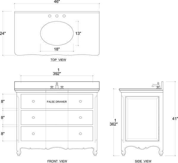 Provence Single Vanity w/ Sink & Marble top-Blue Hand Home