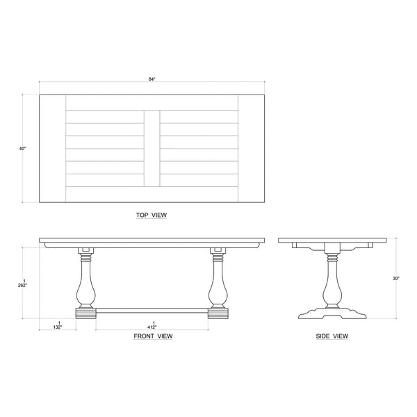 Trestle Dining Table 84'' In Straw Wash-Blue Hand Home