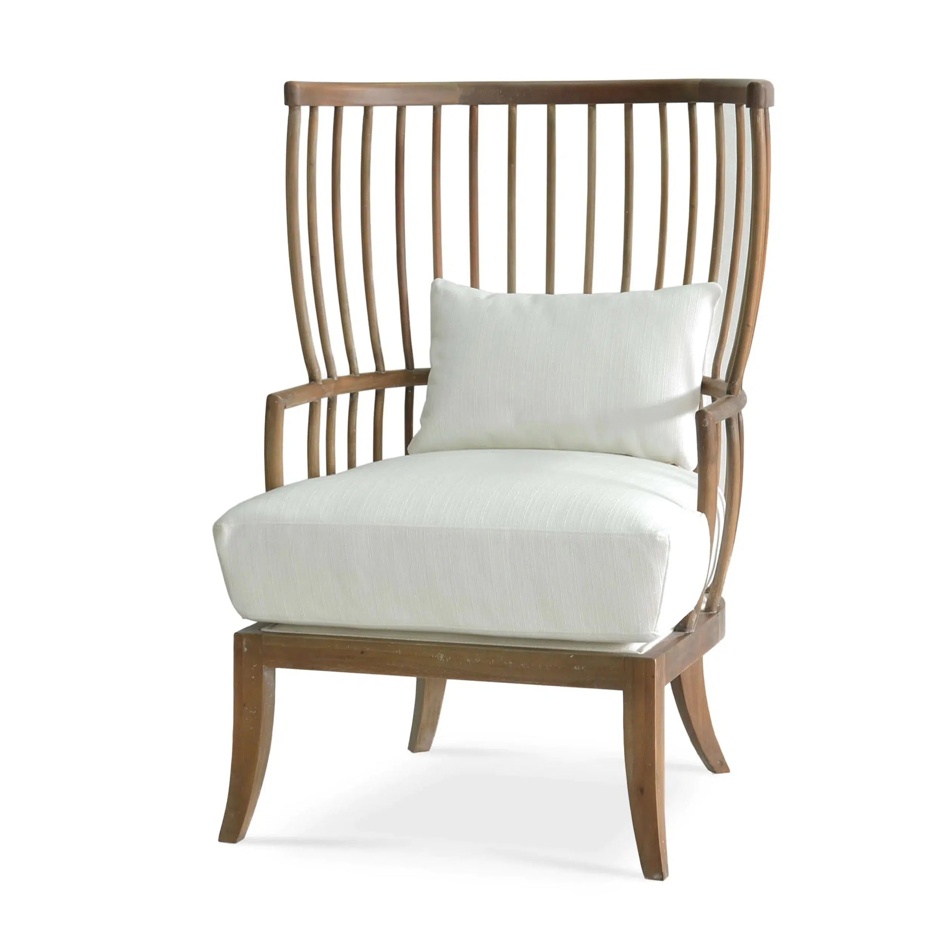 Winston Windsor Chair In Straw Wash w/ Arctic White Performance Fabric-Blue Hand Home