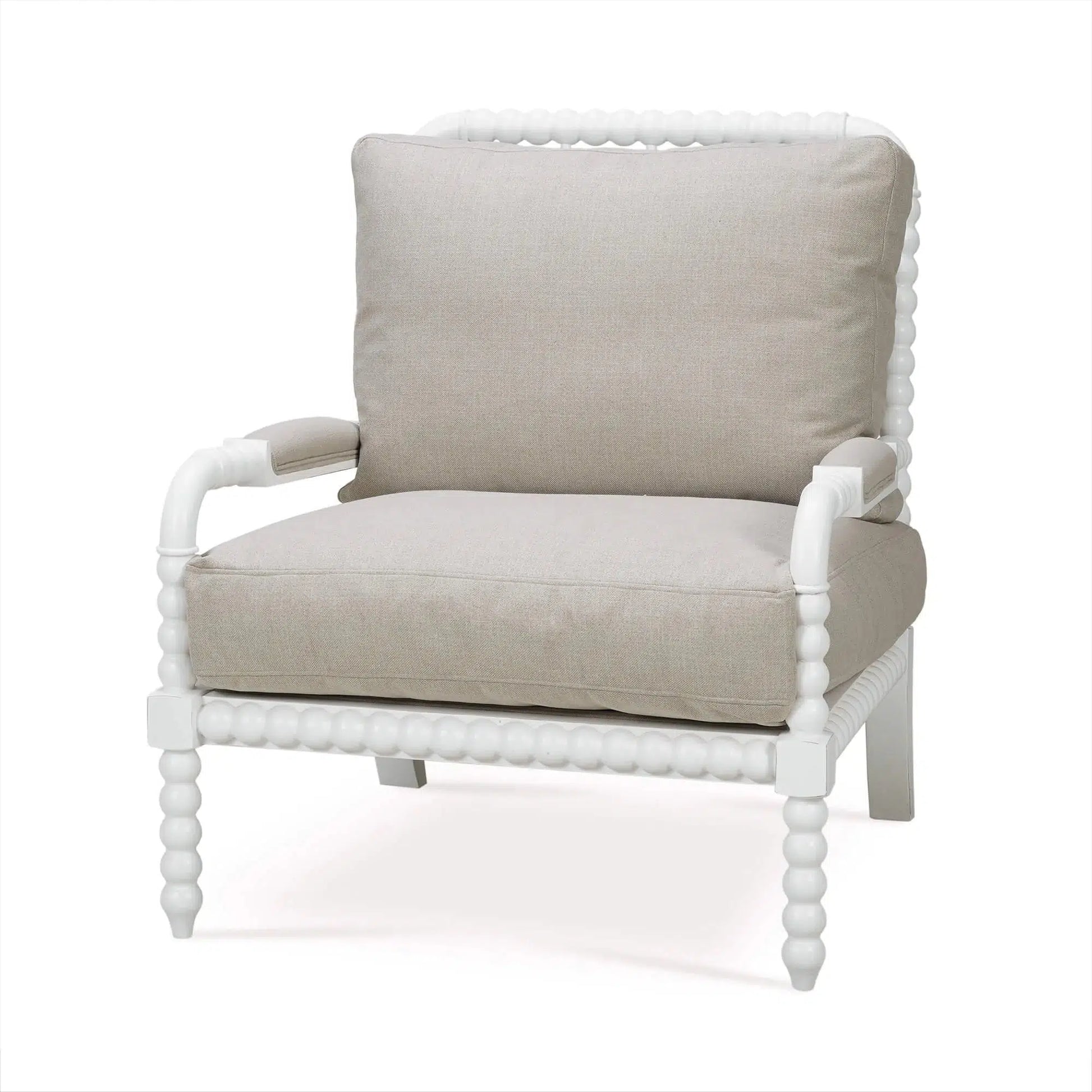 Cholet Arm Chair In Architectural White w/ Camelot Performance Fabric-Blue Hand Home