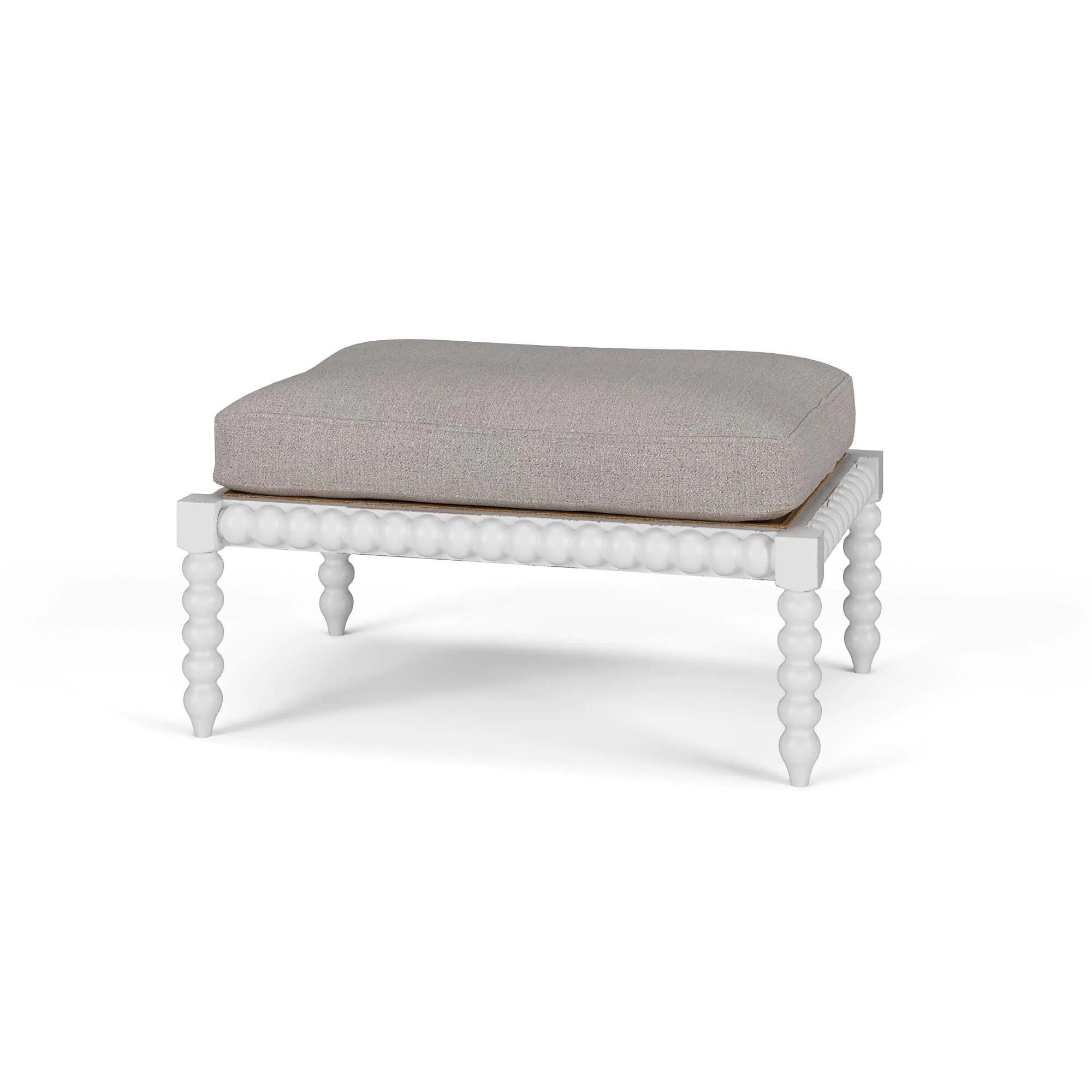 Cholet Ottoman in Architectural White w/ Camelot Performance Fabric-Blue Hand Home