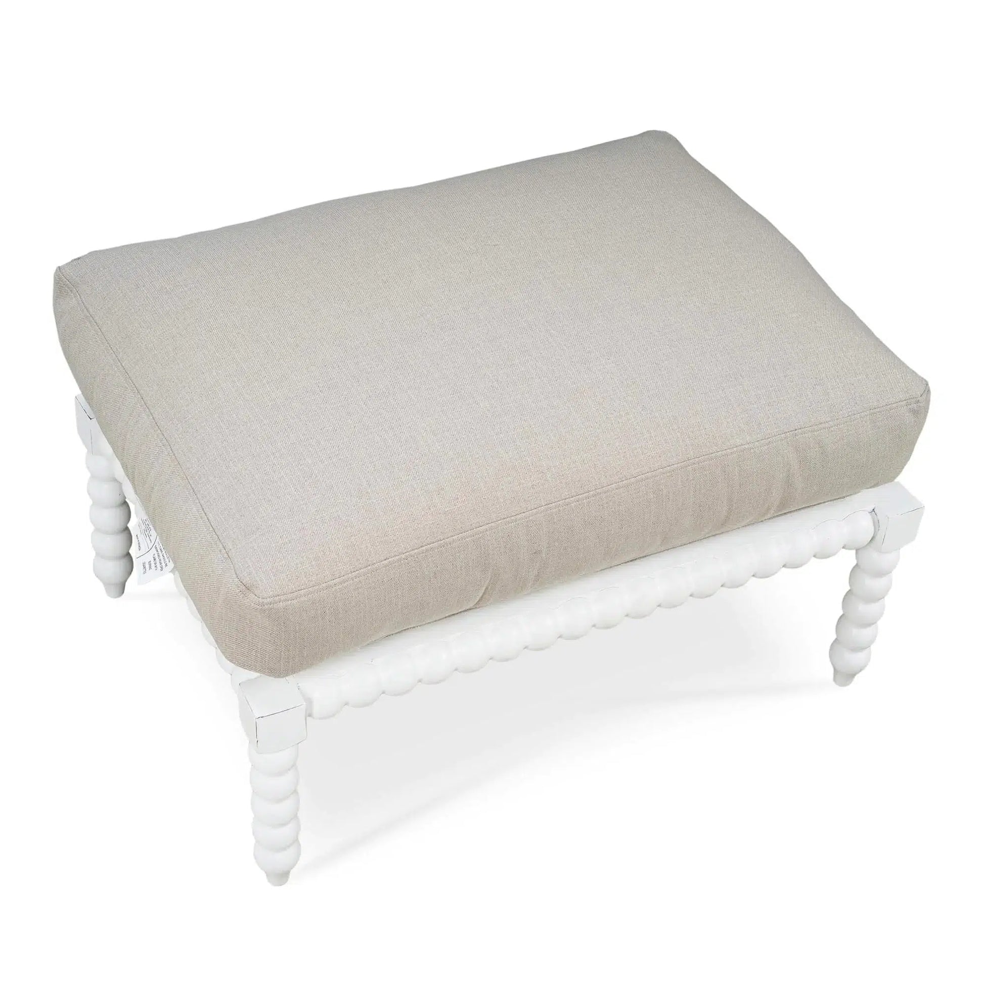 Cholet Ottoman in Architectural White w/ Camelot Performance Fabric-Blue Hand Home