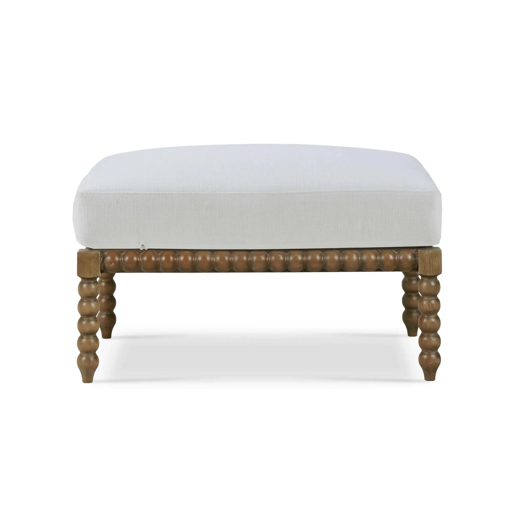 Cholet Ottoman In Straw Wash w/ Arctic White Performance Fabric-Blue Hand Home