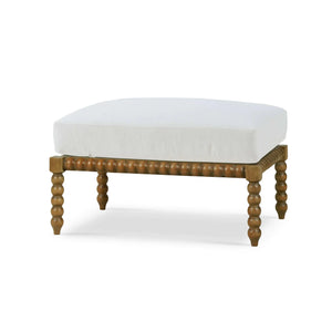 Cholet Ottoman In Straw Wash w/ Arctic White Performance Fabric-Blue Hand Home