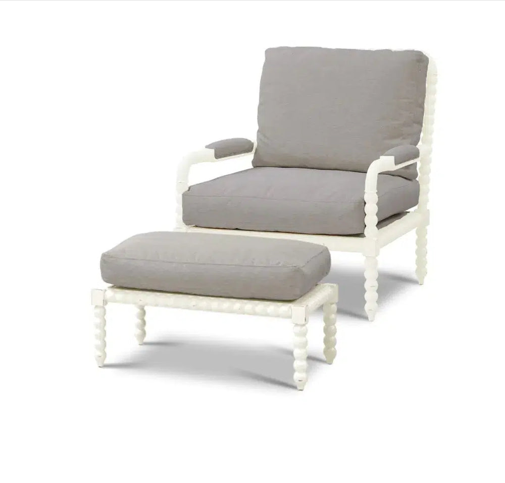 Cholet Arm Chair w/Ottoman-Blue Hand Home