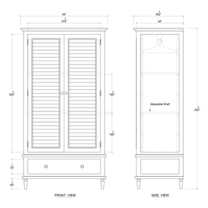 Sawyer Wardrobe w/ Shutter Door-Blue Hand Home