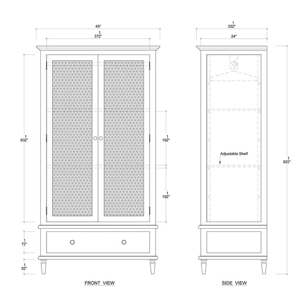 Jamison Wardrobe w/ Rattan Door-Blue Hand Home