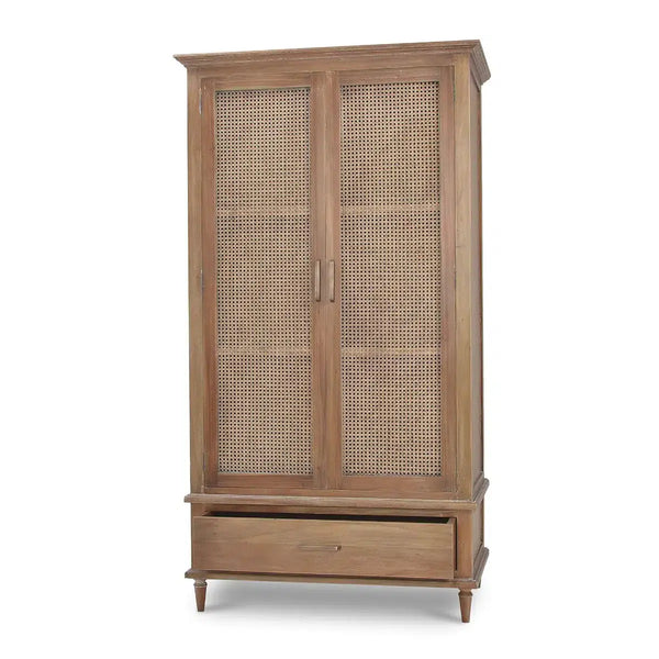 Jamison Wardrobe w/ Rattan Door-Blue Hand Home