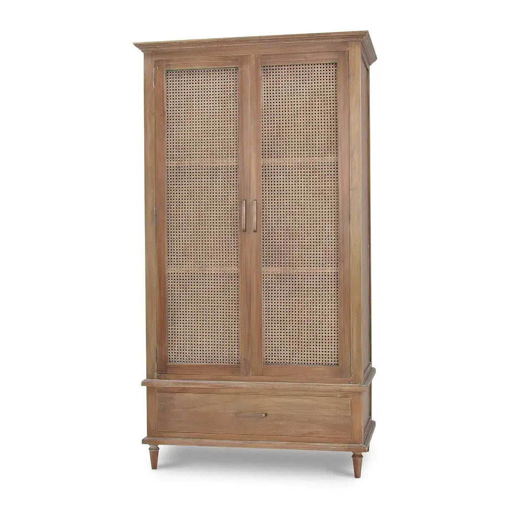Jamison Wardrobe w/ Rattan Door-Blue Hand Home