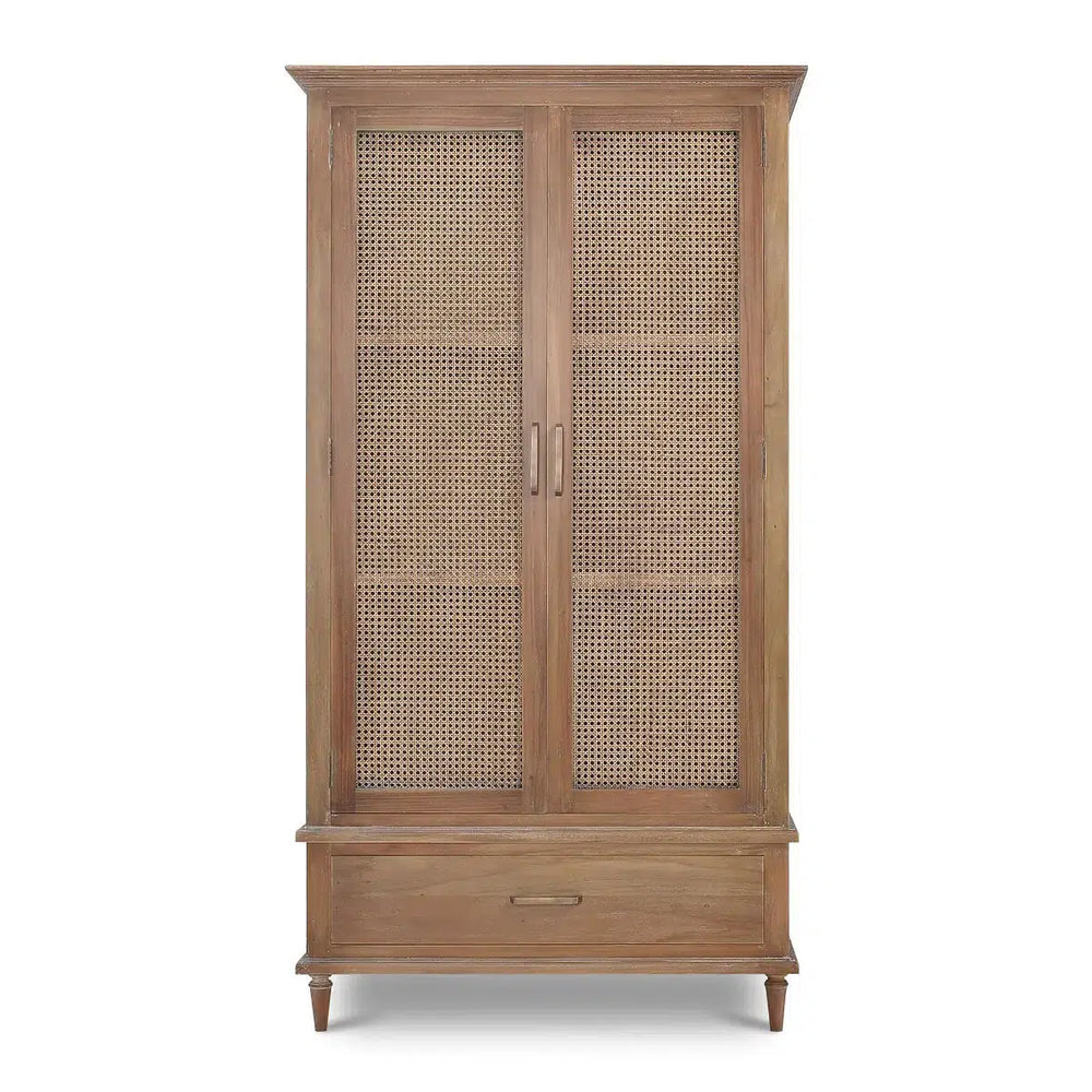 Jamison Wardrobe w/ Rattan Door-Blue Hand Home