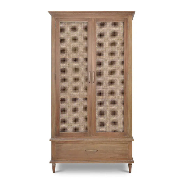 Jamison Wardrobe w/ Rattan Door-Blue Hand Home