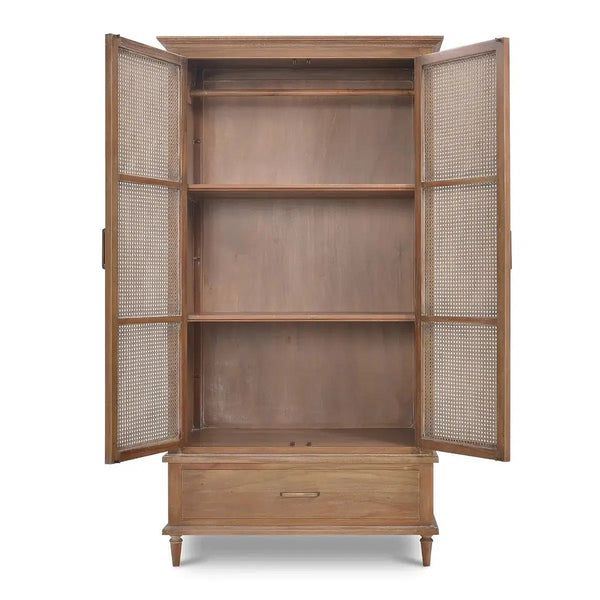 Jamison Wardrobe w/ Rattan Door-Blue Hand Home