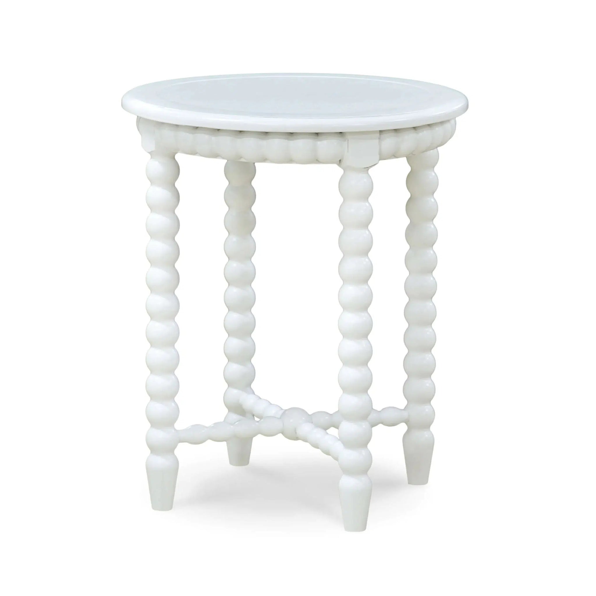 Cholet Round End Table In Architectural White-Blue Hand Home