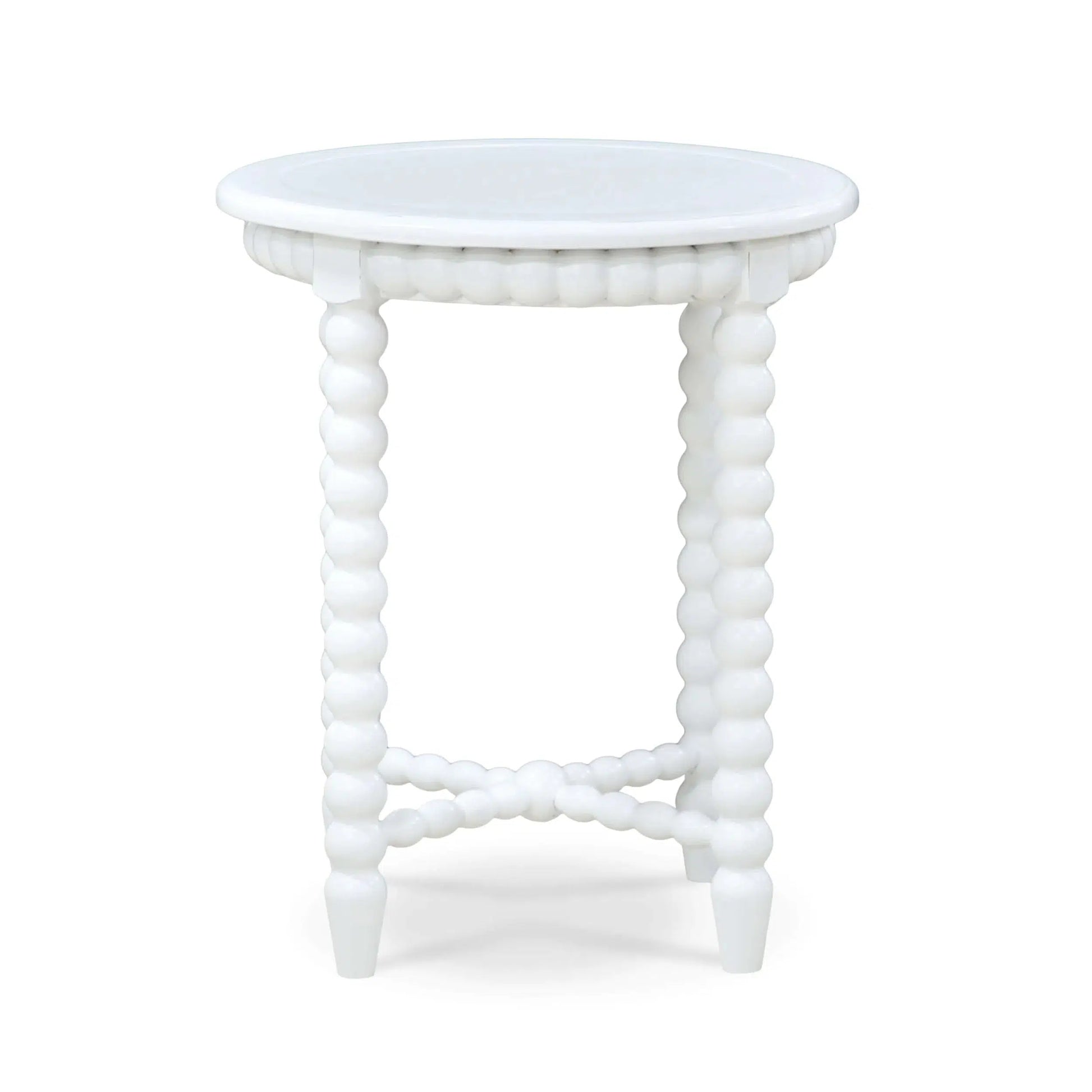 Cholet Round End Table In Architectural White-Blue Hand Home