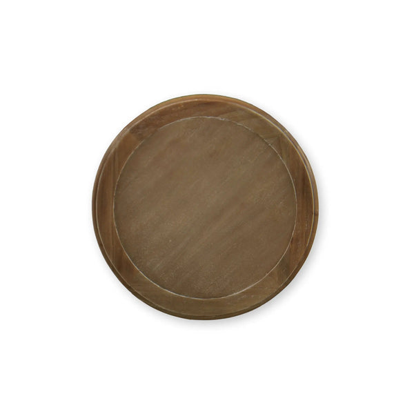 Cholet Round End Table In Straw Wash-Blue Hand Home