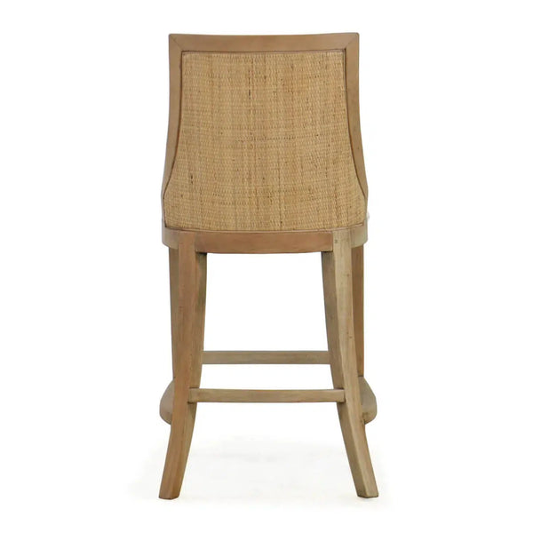 Monarch Counter Stool w/ Rattan Back-Blue Hand Home