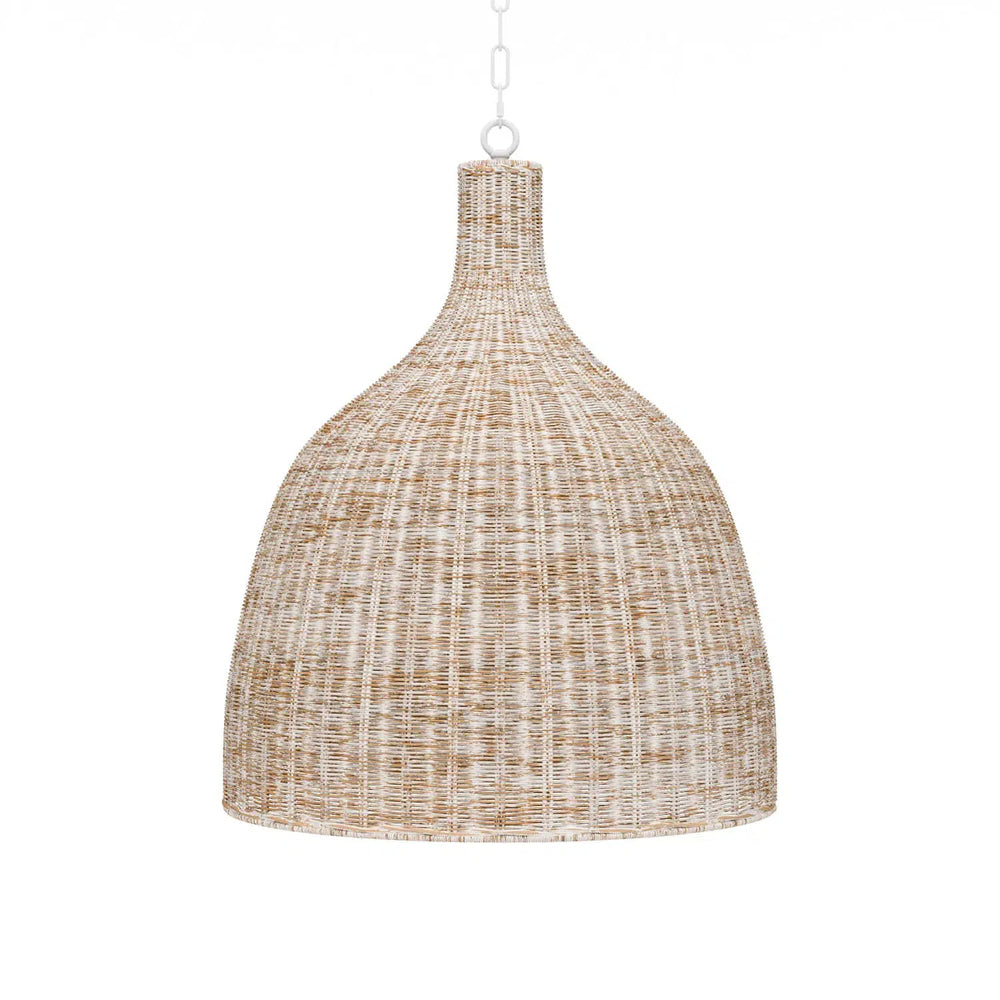 Hampton Rattan Pendant Large In White Wash-Blue Hand Home