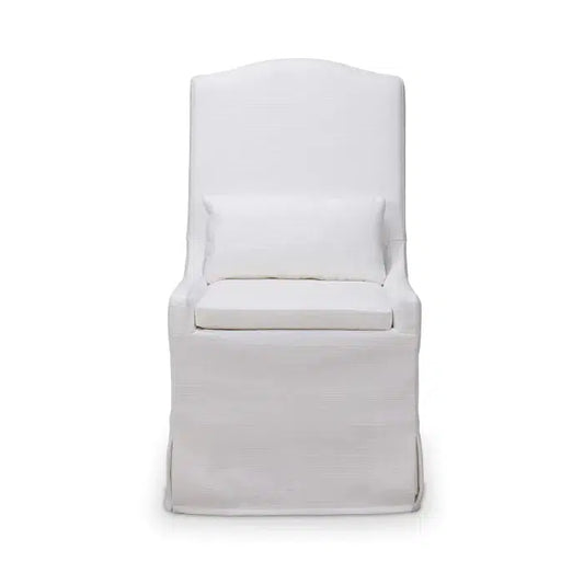 Sierra Slipcovered Dining Chair w/
Castors w/ Arctic White Performance Fabric-Blue Hand Home