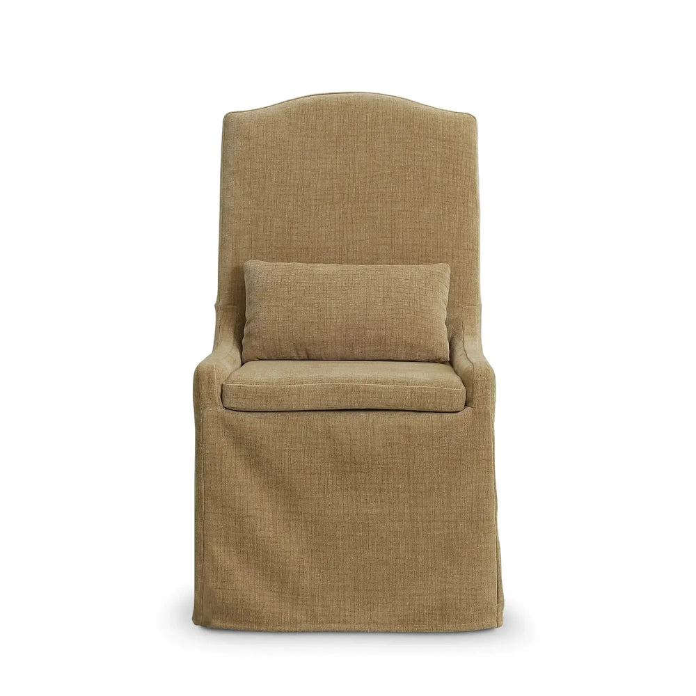 Sierra Slipcovered Dining Chair w/ Castors w/ Thames French Yellow Performance Fabric-Blue Hand Home