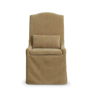 Sierra Slipcovered Dining Chair w/ Castors w/ Thames French Yellow Performance Fabric-Blue Hand Home
