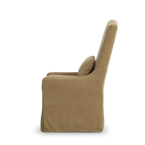 Sierra Slipcovered Dining Chair w/ Castors w/ Thames French Yellow Performance Fabric-Blue Hand Home