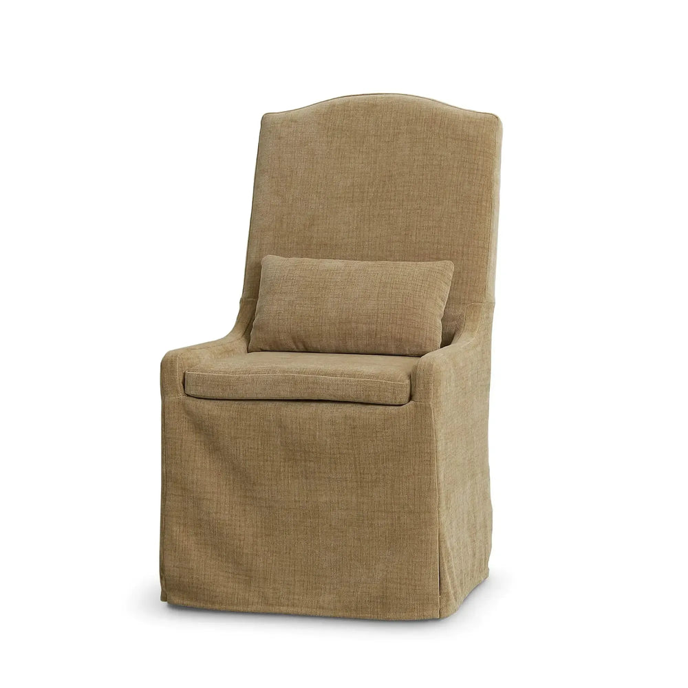 Sierra Slipcovered Dining Chair w/ Castors w/ Thames French Yellow Performance Fabric-Blue Hand Home