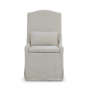 Sierra Slipcovered Dining Chair w/ Castors w/ Thames Natural Performance Fabric-Blue Hand Home