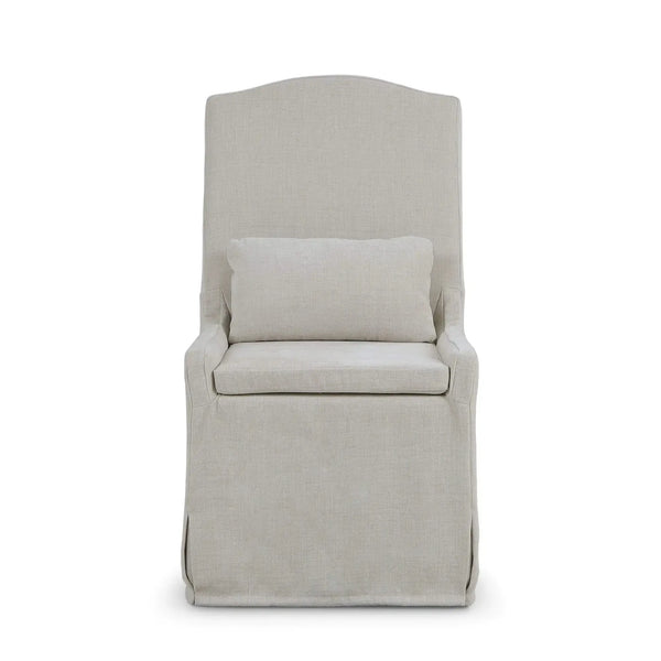 Sierra Slipcovered Dining Chair w/ Castors w/ Thames Natural Performance Fabric-Blue Hand Home